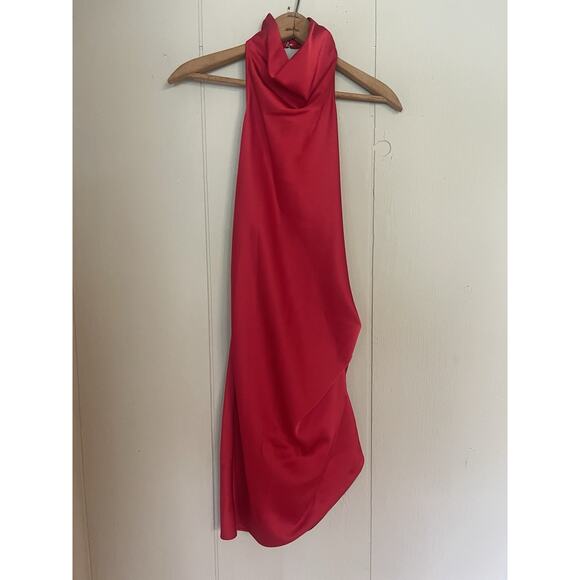 NWT Gianni Bini Y2K Peyton Red Satin Slinky Halter Dress 0 NWT - Picture 4 of 7